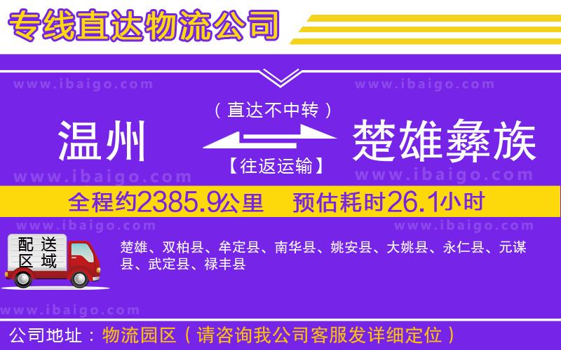 溫州到楚雄彝族自治州貨運(yùn)專線