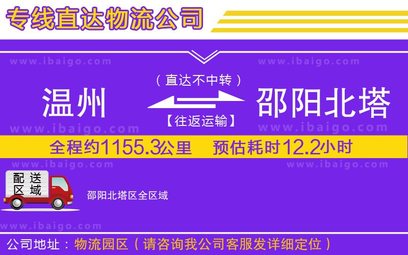 溫州到邵陽北塔區(qū)貨運專線