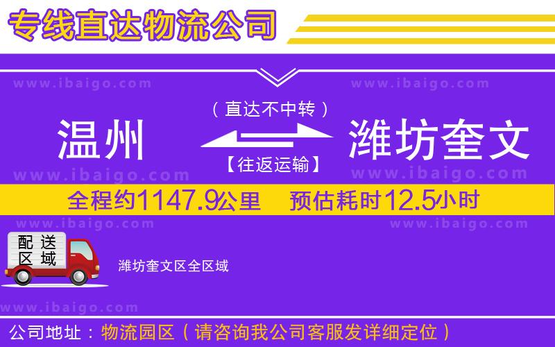 溫州到濰坊奎文區(qū)貨運公司