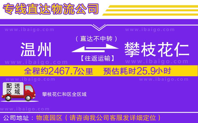 溫州到攀枝花仁和區(qū)貨運公司