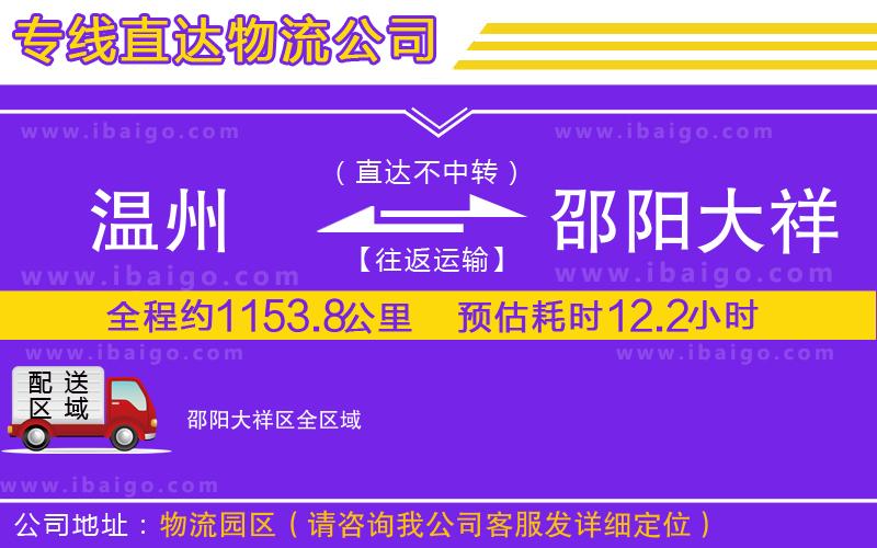 溫州到邵陽(yáng)大祥區(qū)貨運(yùn)專(zhuān)線(xiàn)